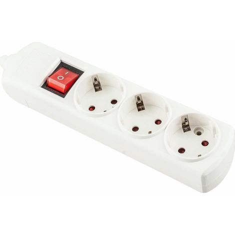 Multiprise Blanche à 3 Prises sans câble, idéale pour connecter Plusieurs appareils et étendre Les Points d'alimentation à la Maison ou au Bureau.