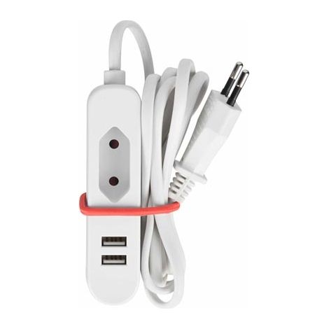 Perel – Multiprise 1 prise euro et 2 ports USB – Puissance 575W – Longueur câble 1.5m – Pour voyages et espaces réduits - WTA26WUSB