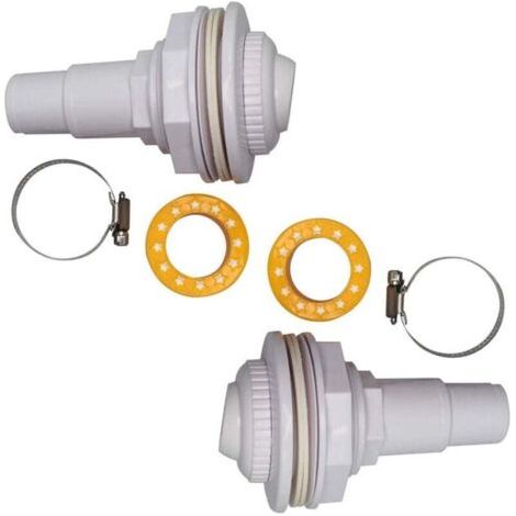 2 kits de jets de lavage à contre-courant - Complets avec raccords, assemblage de globe oculaire, colliers, rondelles et ruban fileté PTFE - Pour piscines FibroPool et piscines hors-sol