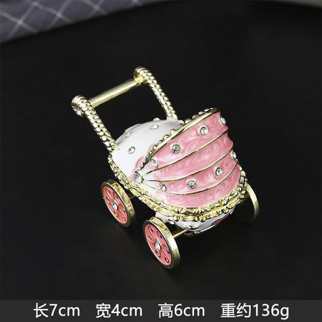 (Rose) Boîte à bijoux pour poussette avec couvercle à charnière, anti-poussière, pour ranger bijoux et objets de décoration. (1/4)