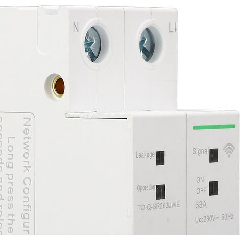 Disjoncteur WiFi 2P 63A AC 230V 30mA avec protection contre les fuites de courant, temporisé et télécommandé. (1/5)