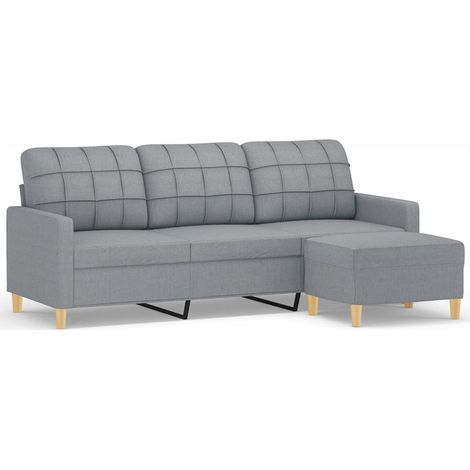 Canapé  Sofa à 3 places avec repose-pieds Gris clair 180 cm Tissu (1/5)