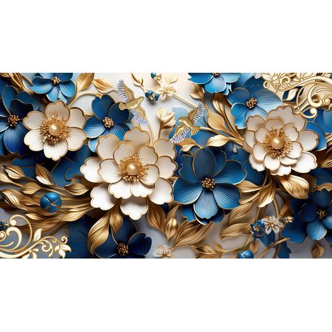 Papier peint panoramique - Fleurs 3D - 130 cm x 73 cm (1/2)