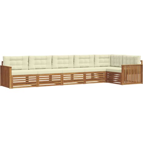 Outdoor-Sofagarnitur 6 stk. 6-Sitzer Natur und Creme vidaXL (1/5)