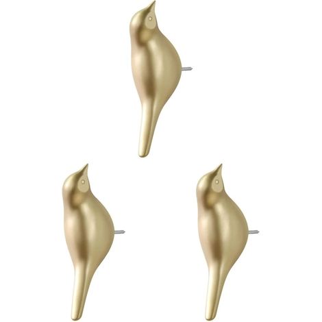 Filiyano-Lot de 3 porte-chapeaux/porte-manteaux décoratifs en résine dorée pour chambre, entrée, cuisine, maison, maison, avec motif oiseaux et (1/5)