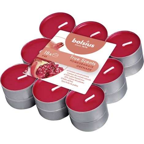 Bolsius Duftteelichte Granatapfel Höhe 1,15 cm Ø 3,1 cm 18er Pack Kerze Teelicht