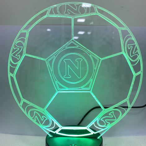 Trade Shop - Lampada Da Tavolo A Batterie Usb Pallone Calcio Con Stemma Logo Napoli Calcio - (1/5)