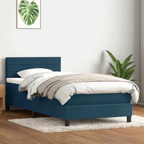 Boxspringbett mit Matratze Dunkelblau 80x220 cm Samt