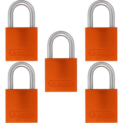 5x Abus Vorhangschloss Aluminium orange 72LL/40 vs Bügelschloss Gravur geeignet