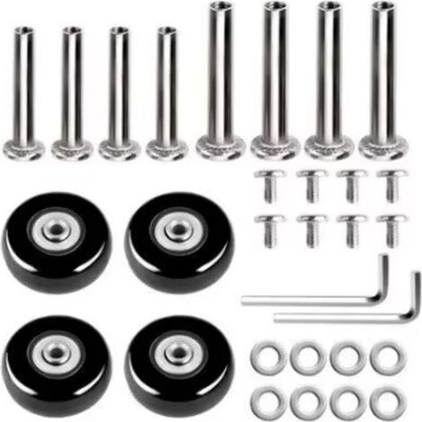 50 x 18 mm Set mit 4 Ersatzrollen für Koffer und Gepäck, Lenkrollen aus Gummi, Lager, Reparatursets