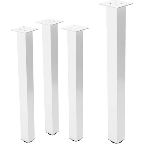 ML-Design Set 4 Gambe da Tavolo 90 cm Design a I Acciaio Verniciato Bianco Lucido Profilo 8x8cm Piedini Regolabili in Altezza Gambe per Mobili adatte per Tavolo da Pranzo Tavolo da Lavoro Scrivania