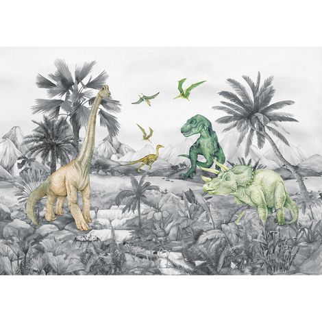 Poster intissé - Dinosaure en noir et blanc - 155 x 110 cm (1/3)