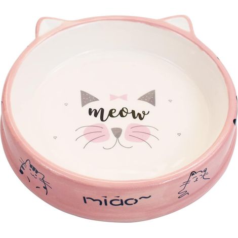 Cat Food Bowls Ceramic Shallow Whisker Friendly Cat Dishes Bowls 5 Inch Feeding Wide Food Water Bowls Pet Plate for Cat and Puppy,Dishwasher Safe (Pink) (1/5)
