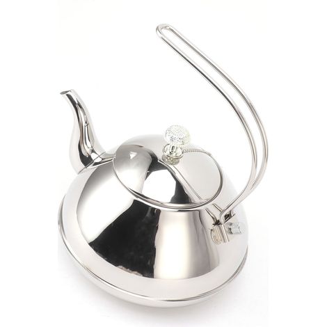 Bouilloire en acier inoxydable grande capacité (1,5 L) avec filtre, idéale pour la maison et le camping. Couleur : argent. (1/5)