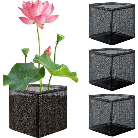 Lot de 4 paniers à plantes d'étang flottants pour plantes aquatiques, sacs de plantation respirants pour balcon, jardin aquatique, jardinières hydroponiques, bassin à carpes koï (1/5)