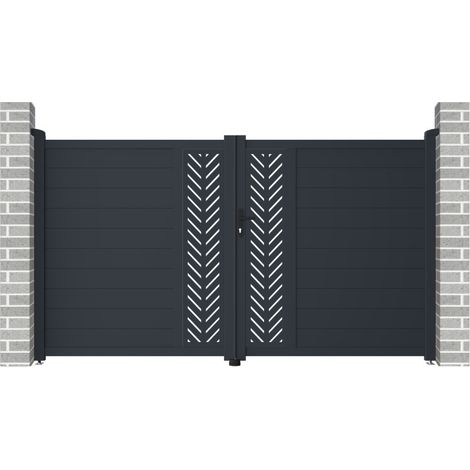 Portail Aluminium Battant 350x173cm Anthracite Fancy Grow avec Accessoires (1/5)