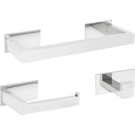 Conjunto accesorios de baño NELSON 30 cromado Toallero + portarrollos + 3 perchas