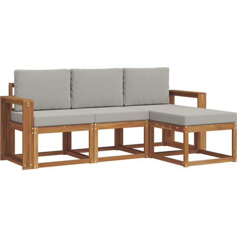 Set di divani da esterno 4 pcs Grigio Naturale e Chiaro vidaXL
