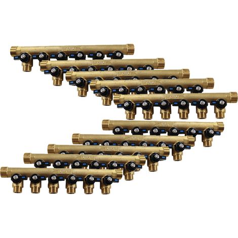 10 Collecteurs mini-vanne mâle 3/4" (20/27) - femelle 1/2" (15/21) - 6 piquages mâle 1/2" (15/21) - Arcanaute