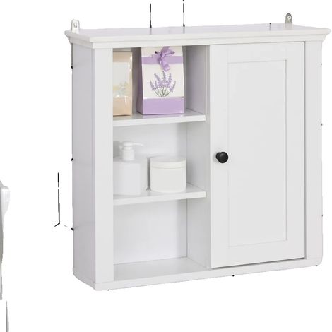 Armario de baño, dimensiones 53x14,5x50,5 cm, 3 estantes, puerta corredera, requiere montaje, madera de ingeniería. (1/5)