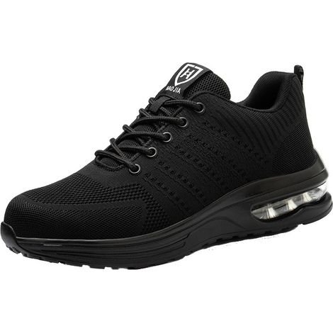 Sicherheitsschuhe, geeignet für Damen und Herren, Stahlkappenschuhe, Arbeitsschuhe, sportliches Design, atmungsaktiv, Größe 45 (schwarz)