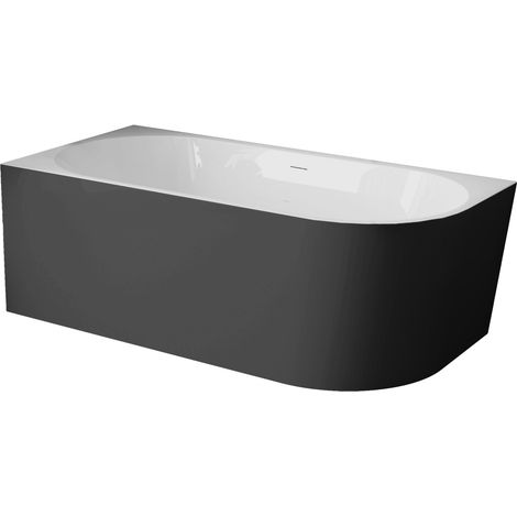 Baignoire angle Balneo AVOLA No Rim 160x80 gauche noir (1/5)