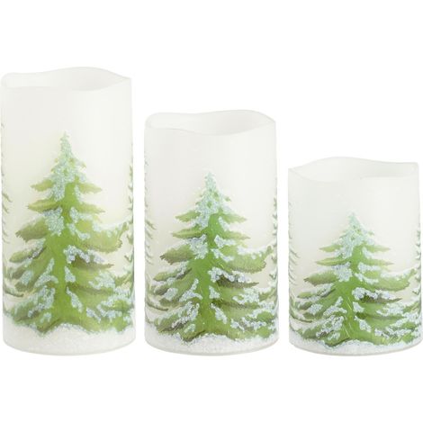 Luca Lightning LED Kerze Baum mit Timer Ø 7,5 x 15 cm warmweiß 3-tlg. Flammenlose/LED-Kerze