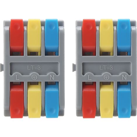Lot de 2 connecteurs électriques rapides à poussoir 3 positions LT3 250V, bloc de serrage pour câbles. (1/5)