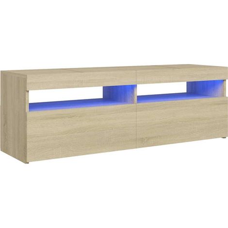 Mobile TV multimediale scaffale per televisione televisore buffet sala da pranzo soggiorno camera da letto con luci a LED rovere Sonoma 120 x 35 x 40 cm marrone 020026757