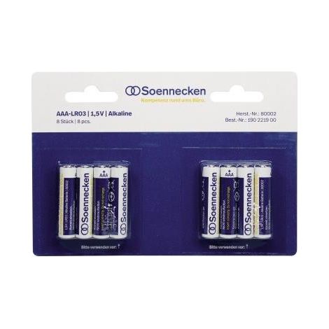 Soennecken Batterie 80002 Micro AAA LR03 1,5 V 8 St./Pack (1/2)