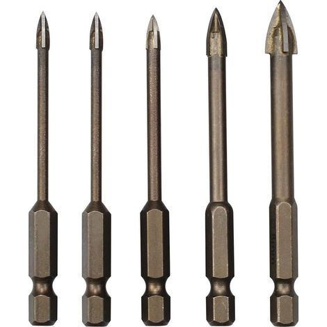 Lot de 5 Triangle Foret Set. Forets pour Carrelage en Carbur. Outil de Forage Universel Efficace pour Verre. Carrelage. Béton. Marbre et Céramique(3/4/5/6/8mm) (1/3)