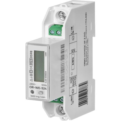 Single Phase Indicator Electric Meter 100 A – 1 Two-Way DIN Rail Module Works With Renewable Energy Sources Such as Photovoltaic