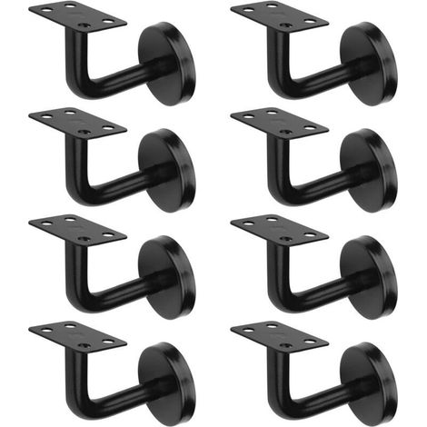 Lot de 8 supports de main courante en acier inoxydable 201 – Charge 60 kg – Pour rampes intérieures et extérieures – Finition noire (1/4)