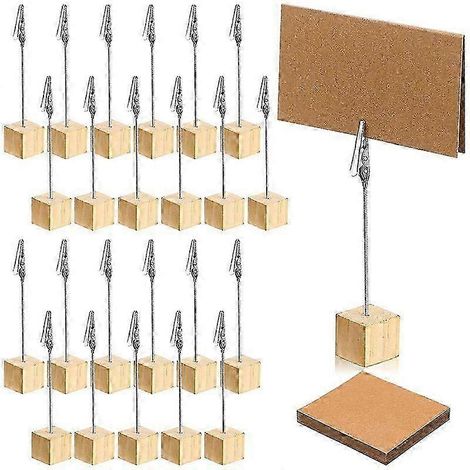 Ensemble de 24 porte-numéros de table rustiques en bois, EPWHBYV (1/4)
