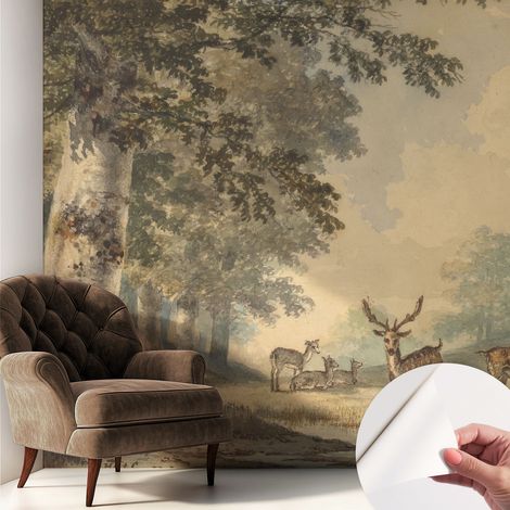 Papier peint autocollant avec imprimé pour cuisine facile à appliquer pour mur a motif Calme de la forêt 250x250 cm (1/5)