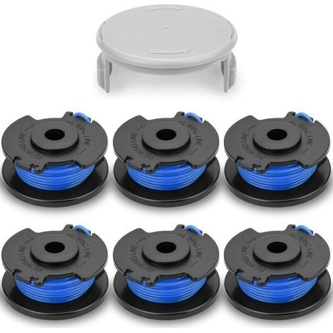 Bobines de fil de rechange 0,65 mm pour débroussailleuse Ryobi ONE+, lot de 6 + bouchon, compatibles 18 V / 24 V / 40 V (1/4)
