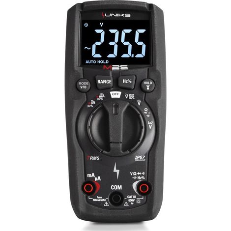 UNIKS UNKM25 - MULTIMETRO IN AUTORANGE E TRMS, IEC-EN 61010-1 CAT III 600V, IP67