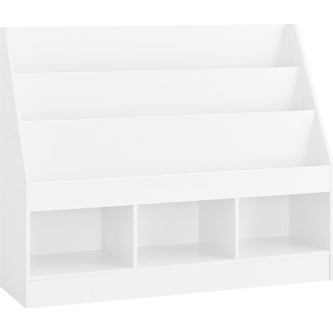 SoBuy Kids' Bookcase Toy Storage Furniture with 3 Compartments Small 3-Tier Bookcase Shelf for Bedroom White 100x30x80cm KMB118-W