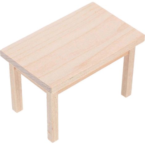 La table en bois pour maison de poupée est un meuble miniature décoratif de couleur jaune clair, d'une facture exquise. (1/5)