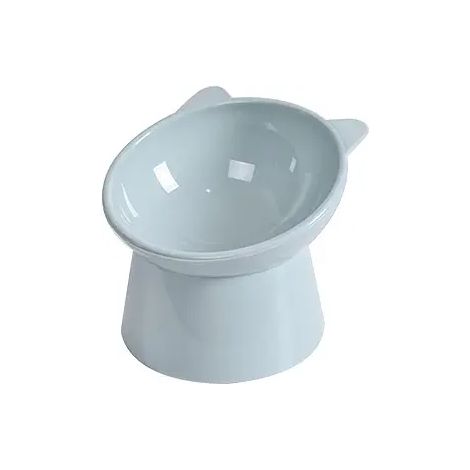 Bol pour chat sur pied haut en plastique, incliné pour protéger le cou, anti-renversement (1/5)