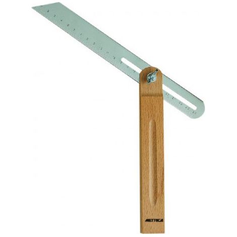 Metrica – Fausse équerre en bois 250 mm – Lame en acier gradué – Blocage à vis pour traçage précis – Outil pour menuiserie et construction (1/4)