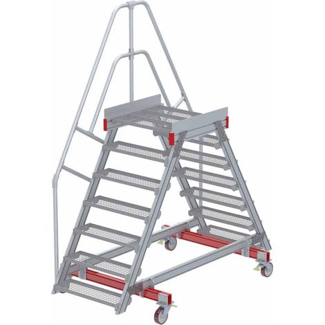Euroline 512 mobiler Überstieg 60° Stufenausführung Stahl Gitterrost Stufenbreite 800mm 7 Stufen
