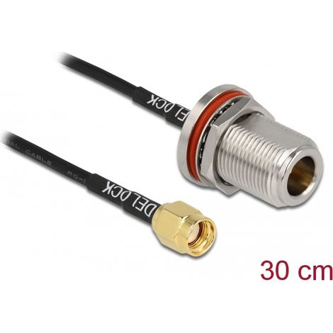 Delock Cable de antena de macho RP-SMA a hembra N RG-174 30 cm