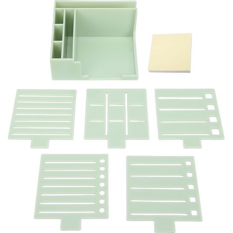 Set de Pochoirs pour Notes Adhésives - ABS Vert, 5 Gabarits, Bloc 100 Feuilles, Support Organiseur Bureau École (1/5)