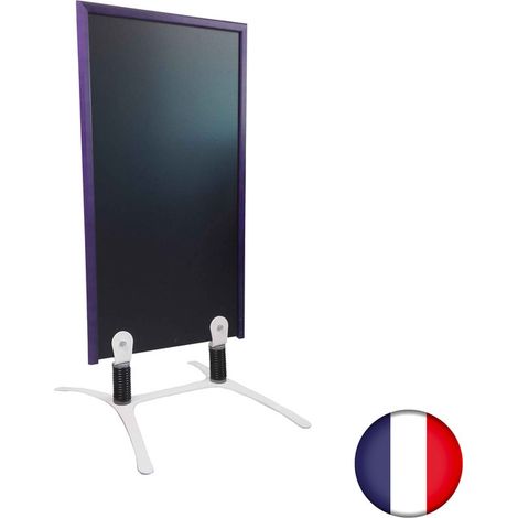 Panneau trottoir sur piétement métal blanc avec cadre bois violet dimensions 120 x 65 cm (1/4)