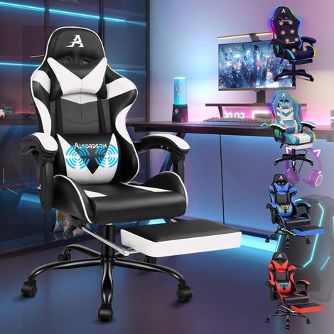 Massage Gaming Stuhl 150° Neigung ergonomischer Chefsessel Fußstütze (1/5)