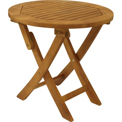 Klapp - Beistelltisch SAIGON 48cm rund, Eukalyptus geölt, (1/5)
