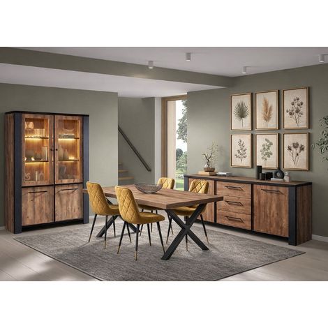 Salle manger complète LED avec table rectangulaire SAMANTHA (1/5)