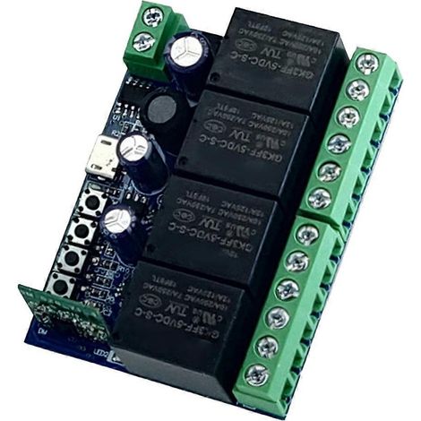 Interrupteur intelligent Wi-Fi 4 canaux, module relais intelligent, alimentation CC 5 V, 12 V, 24 V, 48 V, minuterie, télécommande pour téléphone compatible EWeLink et Google Home. (1/5)