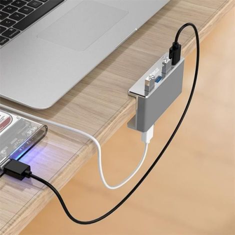Hub USB 3.0 - 4 Ports - Charge Intelligente - Aluminium - 89 x 46 x 23 mm - 1 Pièce (1/4)